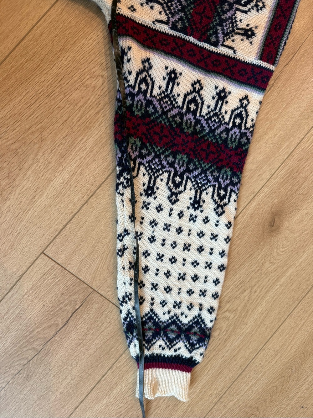 Dale of Norway Cream, Navy & Burgundy Fair Isle Crewneck Sweater - Picture 7 of 7